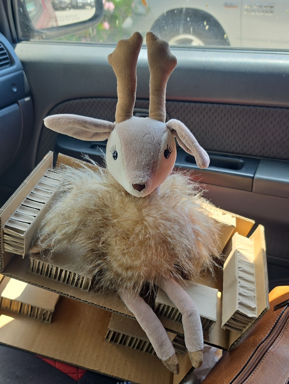 Jellycat Furry Deer Accent Plush in Cream and Brown